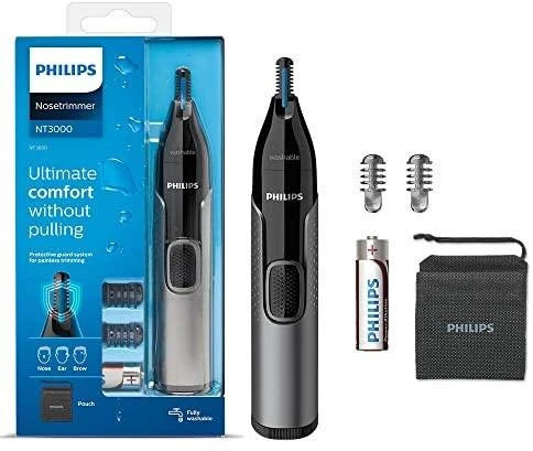 Philips series 3000 Patogi nosies, ausų ir antakių kirpimo mašinėlė NT3650/16 100 % atspari vandeniui, dvipusė apsaugos sistema