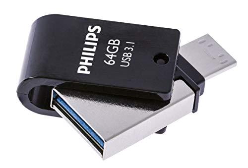 Philips FM64DC152B/00, 64 GB, USB C tipo, 3.2 kartos 1 (3.1 kartos 1), 180 MB/s, be dangtelio, juoda