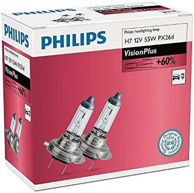 Philips H7 VisionPlus 55W lemputės pakuotėje