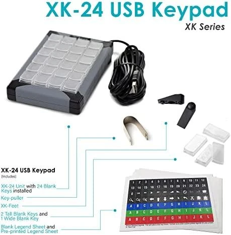 Klaviatūra P&I Engineering XK-24, Laidinis, USB, Juoda, Pilka