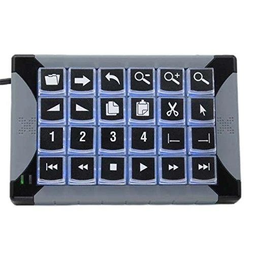 Klaviatūra P&I Engineering XK-24, Laidinis, USB, Juoda, Pilka