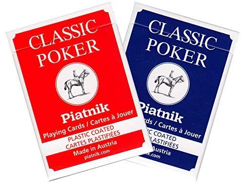 Piatnik klasikinės pokerio kortos 2 kaladės, raudona/mėlyna