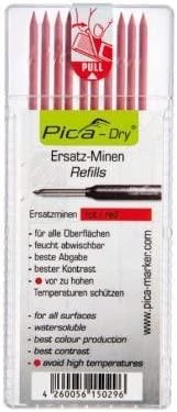 Grafitinės šerdys PICA raudonos 2,8mm, 10vnt.