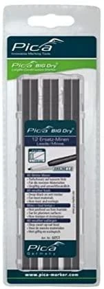 Pica BIG Dry refills, Aniline 2.0 grafito spalvos (keičiamos šerdelės) 12 vnt.