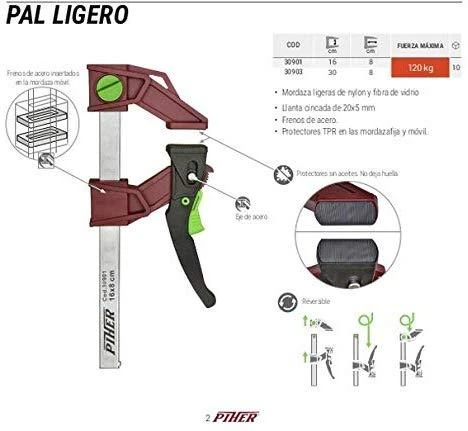 Greitos fiksacijos spaustuvas PAL plastikinis, 16cm*8, max 120kg PIHER