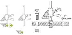 Piher Mini greitos fiksacijos adapteris darbastaliui skersmuo 19 ir 20mm
