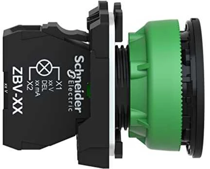 Schneider Electric Harmony XB5 Plokščias plastikinis mygtukas. žalia fi30 sklandžiai objektyvas integruotas LED 230…240 V AC XB5FVM3