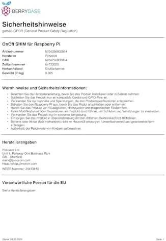 Pimoroni OnOff SHIM, įjungimo/išjungimo jungiklis, Raspberry Pi priedėlis