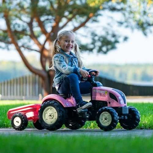 Vaikiškas pedalinis traktorius Falk Country Star 2056L, su priekaba, rožinis