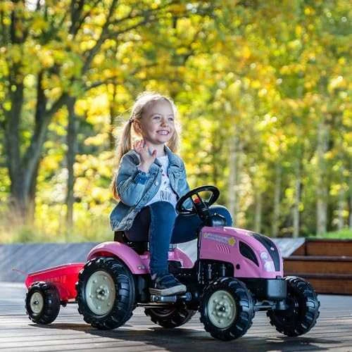 Vaikiškas pedalinis traktorius Falk Country Star 2056L, su priekaba, rožinis