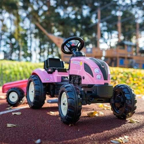 Vaikiškas pedalinis traktorius Falk Country Star 2056L, su priekaba, rožinis