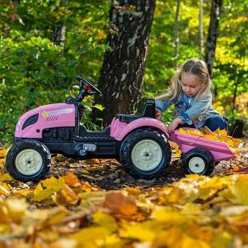Vaikiškas pedalinis traktorius Falk Country Star 2056L, su priekaba, rožinis