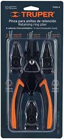 Išorinių ir vidinių žiedų replės. 4 keičiami antgaliai: 2xtiesūs, 1x45°, 1x90° Truper®