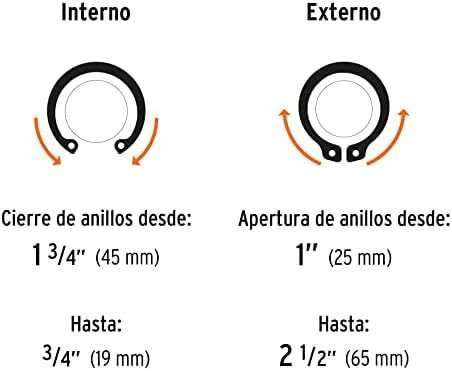 Išorinių ir vidinių žiedų replės. 4 keičiami antgaliai: 2xtiesūs, 1x45°, 1x90° Truper®