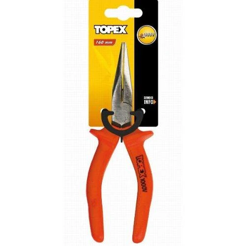 Topex Szczypce Replės ilgomis nosimis, tiesios, 160 mm, 1000 V