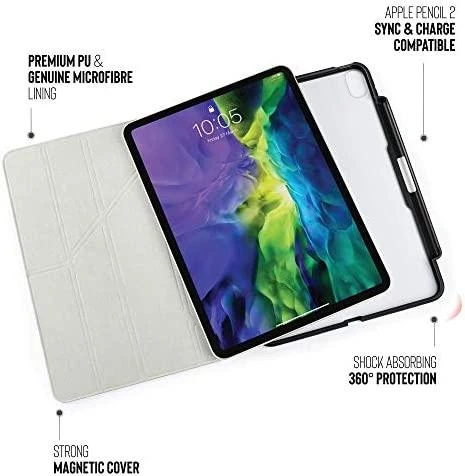 Pipetto iPad Air 10,9 colio (2020 m.) Origami No3 pieštuko dėklas – juodas
