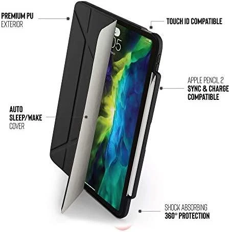 Pipetto iPad Air 10,9 colio (2020 m.) Origami No3 pieštuko dėklas – juodas
