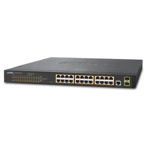 Šakotuvas PLANET GS-4210-24P2S tinklo jungiklis Valdomas L2/L4 Gigabit Ethernet (10/100/1000) Maitinimas per Ethernet (PoE) 1U Mėlyna