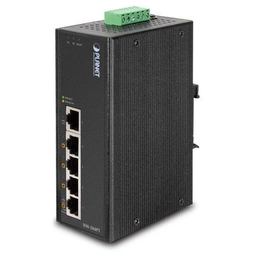 Šakotuvas Planet IP30 5 prievadų / TP POE pramoninis greitojo eterneto jungiklis (nuo -40 iki 75 C)