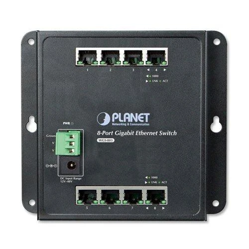 Šakotuvas PLANET WGS-803 tinklo komutatorius Ne-valdomas L2 Gigabit Ethernet (10/100/1000) Juoda