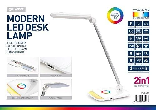 Platinet stalo šviestuvas su USB įkrovikliu PDLQ60 (43804)