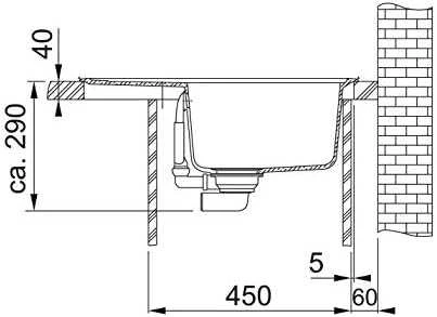 Akmens masės plautuvė Franke Basis, BFG 611-62, Steingrau