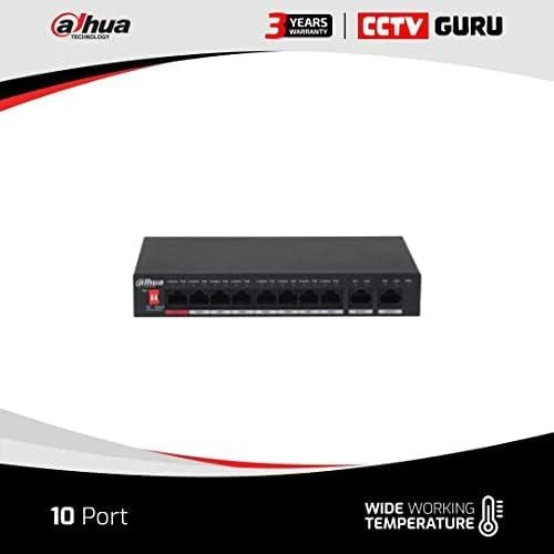 Dahua PoE šakotuvas 8*100Mbps PoE portai ir 2 Uplink 1000Mbps, Total-96W, BT 90W