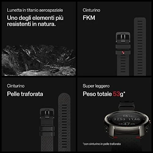 Išmanusis laikrodis Polar Grit X Pro Titan, Titano apvadas su juodu odiniu dirželiu