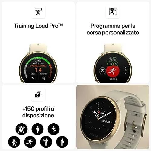 Išmanusis laikrodis Polar Ignite 2, S/L dydis, Aukso spalvos korpusas su smėlio spalvos dirželiu