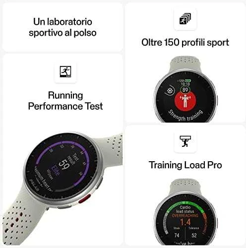Išmanusis laikrodis Polar Pacer Pro, S/L dydždio, Balta spalvos su baltai raudonu silikoniniu dirželiu