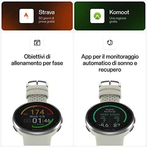 Išmanusis laikrodis Polar Pacer Pro, S/L dydždio, Balta spalvos su baltai raudonu silikoniniu dirželiu
