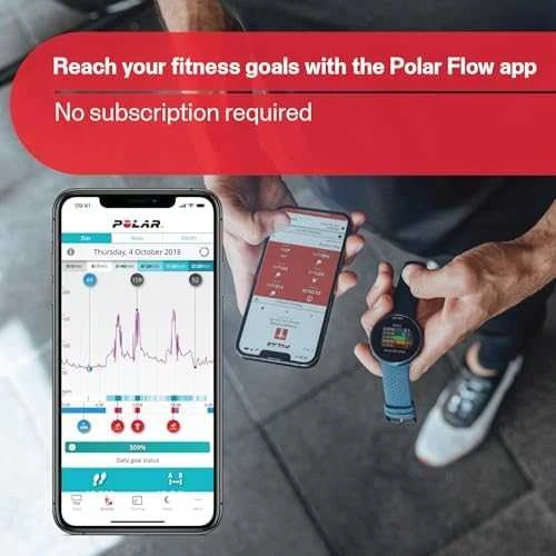 Išmanusis laikrodis Polar Pacer Pro, S/L dydždio, Balta spalvos su baltai raudonu silikoniniu dirželiu
