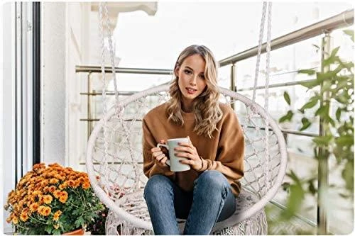 Boho pakabinamas krėslas, smėlio spalvos (be pagalvės)