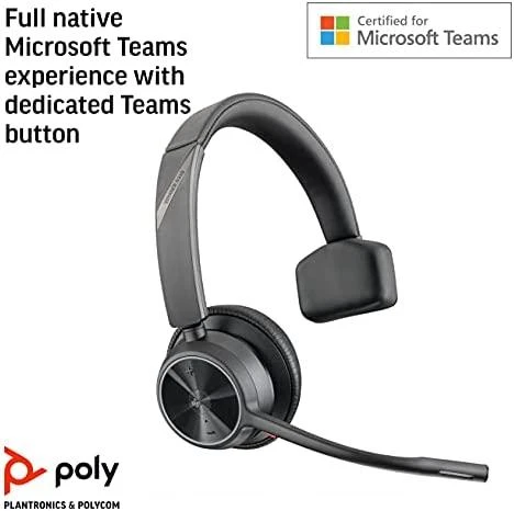 „Poly Plantronics Voyager 4310 UC Bluetooth“ ausinės, nano raktas su USB-A jungtimi, sertifikuotas MS, monofoninis