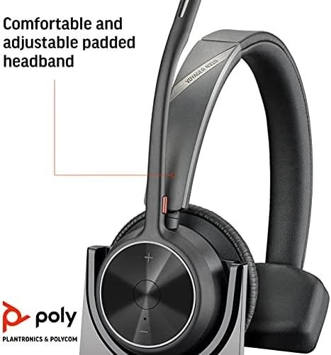 „Poly Plantronics Voyager 4310 UC Bluetooth“ ausinės, nano raktas su USB-C jungtimi, įkrovimo stotelė, monofoninis