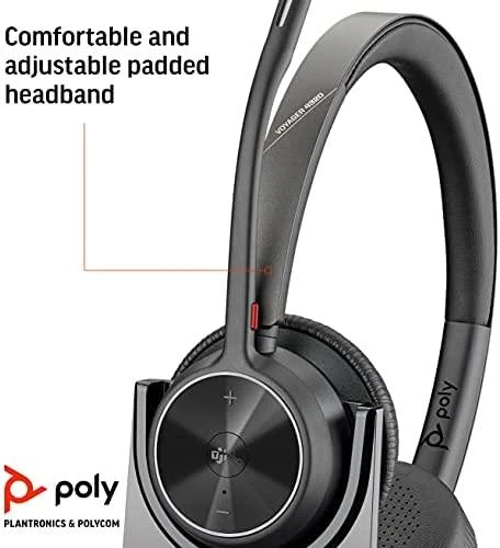 „Poly Plantronics Voyager 4320 UC“ „Bluetooth“ ausinės, binauralinis, nano raktas su USB-C, įkrovimo dėklas, sertifikuotas MS