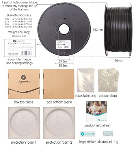Polymaker PolyLite PLA - 3kg - 1.75mm - Juodas