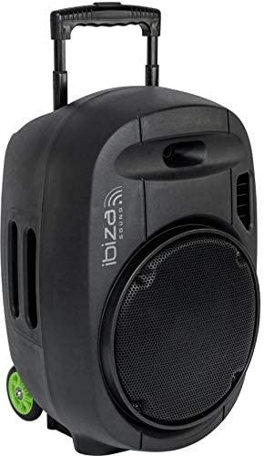 Ibiza Sound PORT15VHF-MKII NEŠIOJAMA GARSO SISTEMA SU AKUMULIATORIUMI + 2X VHF BELAIDŽIAI MIKROFONAI, USB/SD/AUX/BLUETOOTH, 15′′/38CM