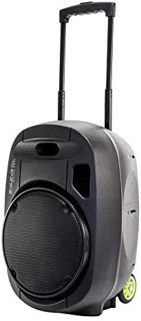 Ibiza Sound PORT15VHF-MKII NEŠIOJAMA GARSO SISTEMA SU AKUMULIATORIUMI + 2X VHF BELAIDŽIAI MIKROFONAI, USB/SD/AUX/BLUETOOTH, 15′′/38CM
