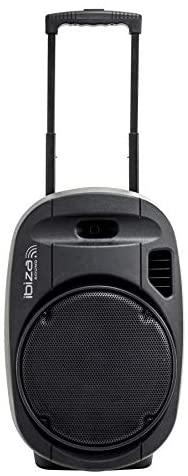 Ibiza Sound PORT15VHF-MKII NEŠIOJAMA GARSO SISTEMA SU AKUMULIATORIUMI + 2X VHF BELAIDŽIAI MIKROFONAI, USB/SD/AUX/BLUETOOTH, 15′′/38CM