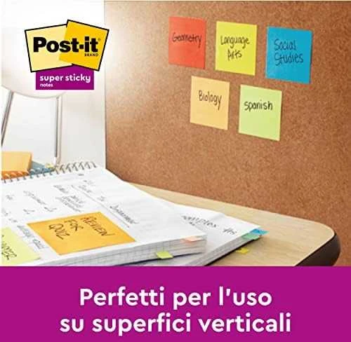 Staples Kabės POST-IT Pad SUPER STICKY 654-SS-VP24COL 76x76mm, spalvų derinys 24x90 lapai