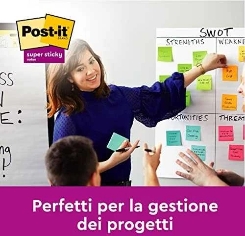 Staples Kabės POST-IT Pad SUPER STICKY 654-SS-VP24COL 76x76mm, spalvų derinys 24x90 lapai
