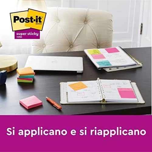 Staples Kabės POST-IT Pad SUPER STICKY 654-SS-VP24COL 76x76mm, spalvų derinys 24x90 lapai