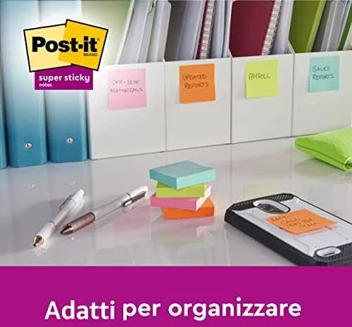 Lipnūs lapeliai užrašams 3M Post-it® Super Sticky, 76x76mm, 5 vnt. po 90lapų