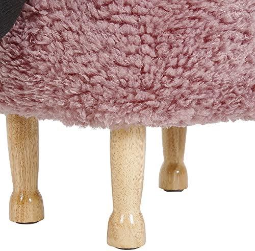 Beliani Gyvūno formos pufas su daiktadėže SHEEP rožinis avinėlis