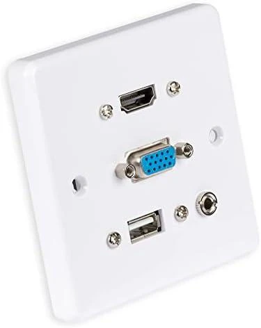 AV Sieninė Plokštė - LINDY Sieninė Plokštė VGA/HDMI/USB/3.5mm Stereo 86x86mm Balta