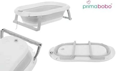 PRIMABOBO silikoninė sulankstoma vonelė su termometru, pilka, 79 cm, HB_ws_G