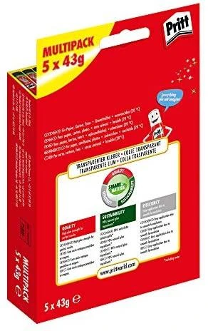 „Dell Pritt“ klijų pieštukai, kelių pakuočių pakuotė, 5 vnt. x 43 g, 9H, PS8BF