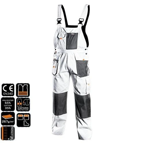 Neo Tools Kelnės Darbinės kelnės su puskombinezonu, baltos, HD, XXL/58 dydis