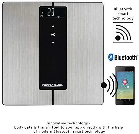Virtuvinės svarstyklės ProfiCare 9 viename diagnostinės svarstyklės PC-PW 3008 BT (nerūdijančio plieno / juodos, su „Bluetooth“)